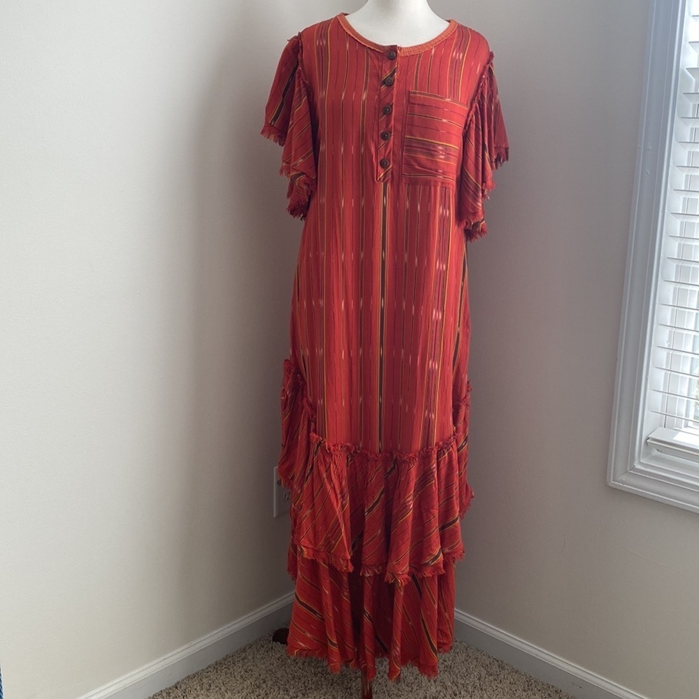 Free People Better Days Red Combo Maxi Dress Small - Picture 2 of 14